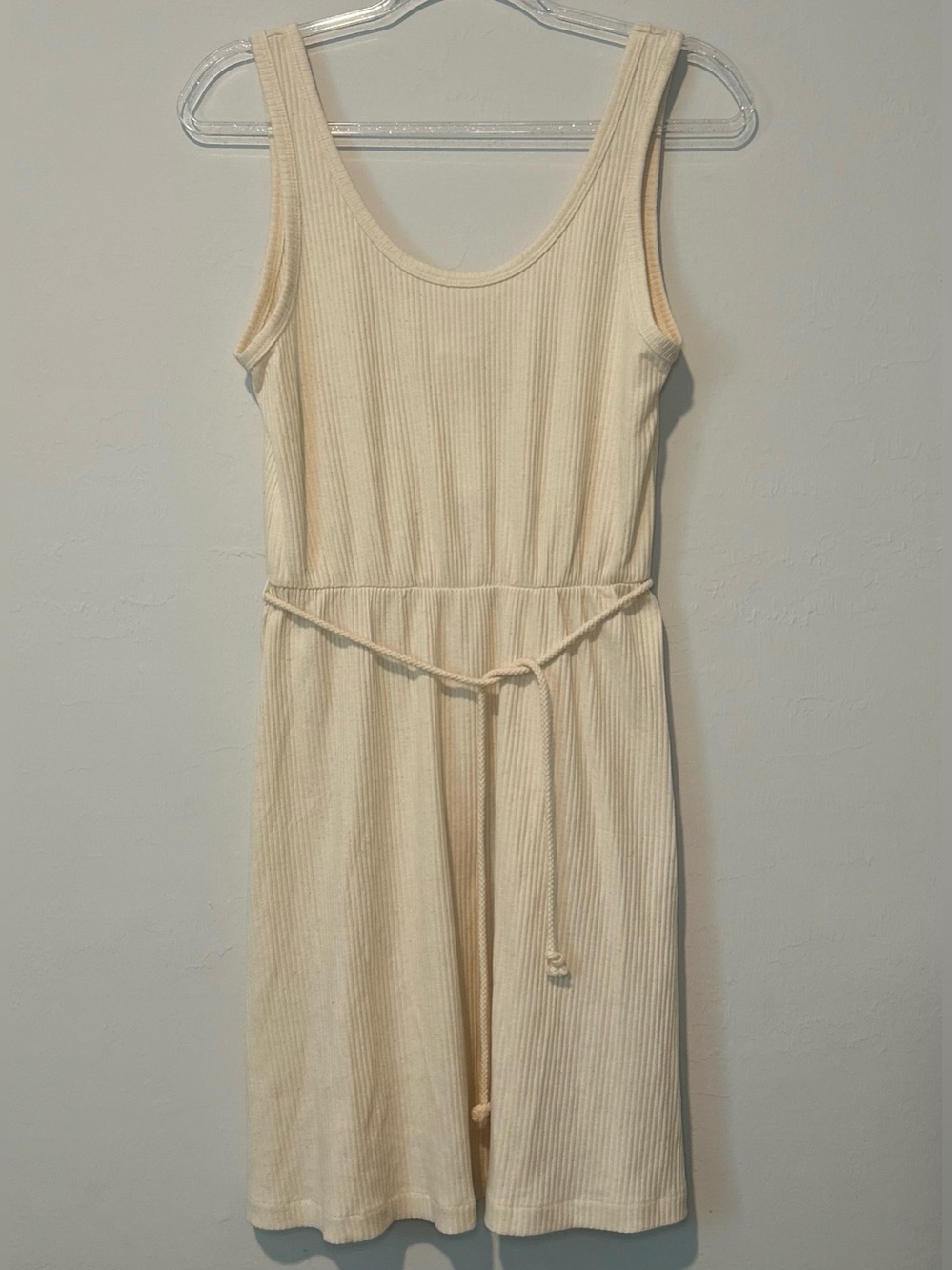 NWT H&M Ivory Ribbed Knit Sleeveless Tank Mini Dress Small